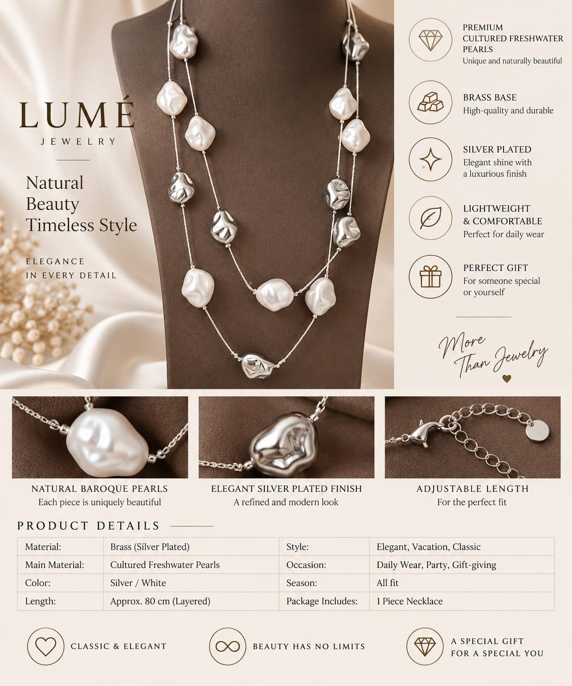 Baroque Pearl Layered Necklace