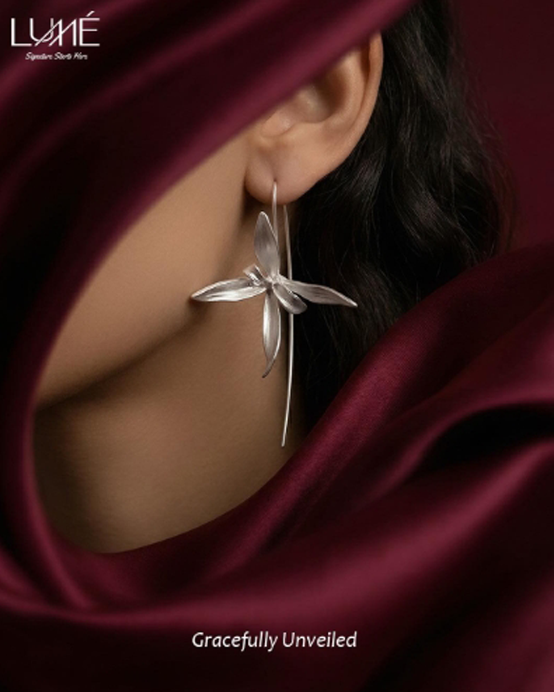 Silver Floral Statement Earrings