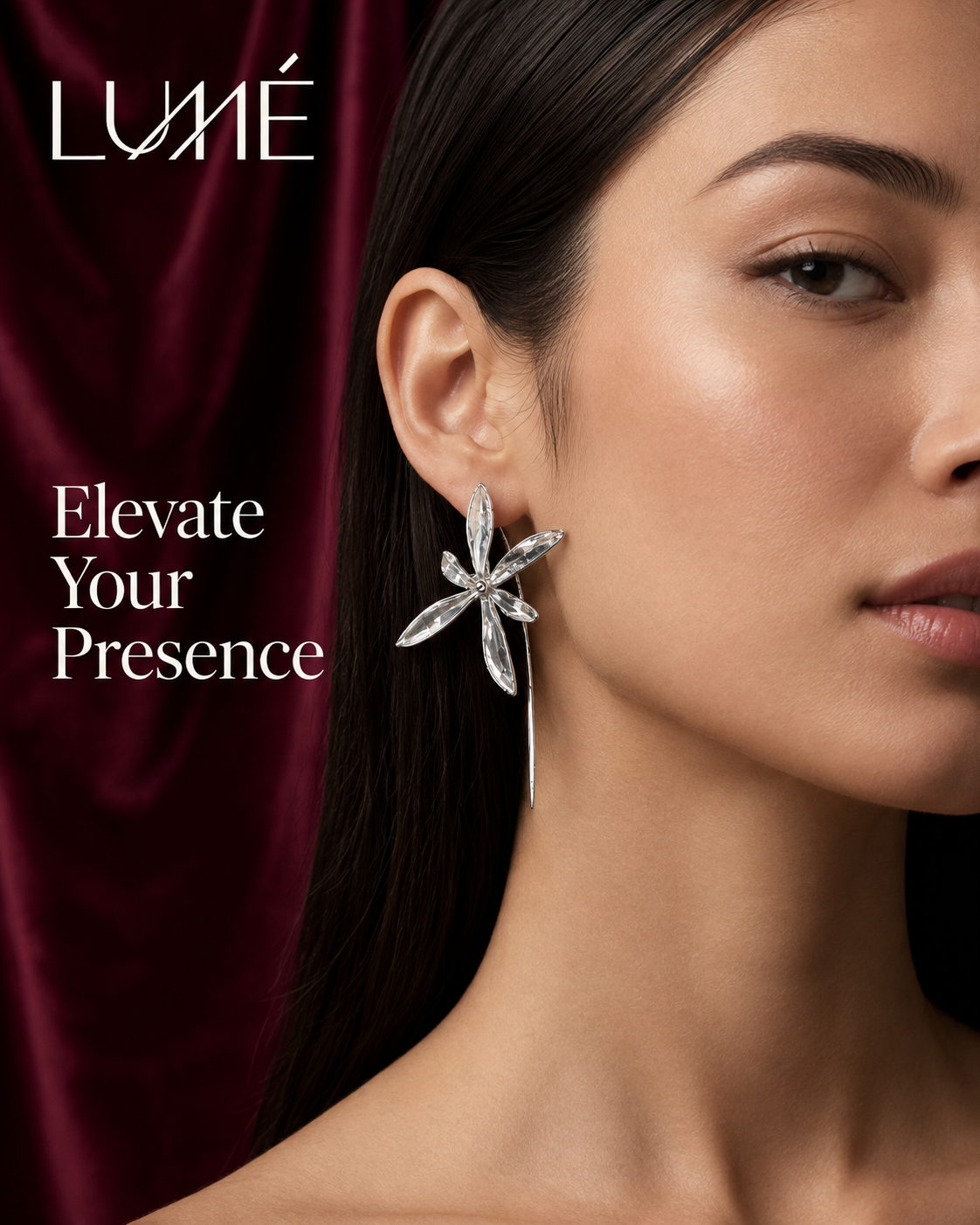 Silver Floral Statement Earrings