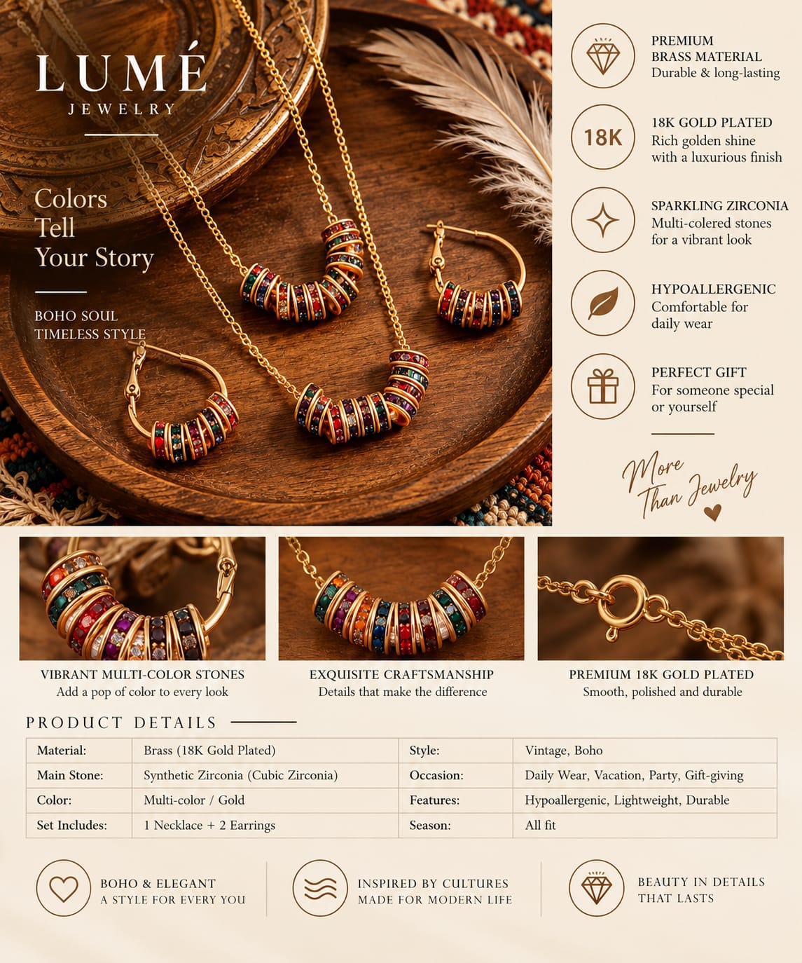18K Gold-Plated Boho Jewelry Set