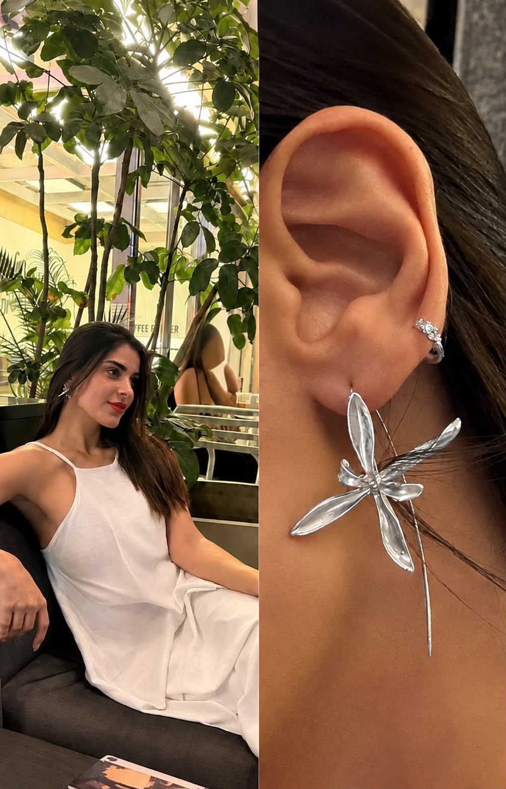 Silver Floral Statement Earrings