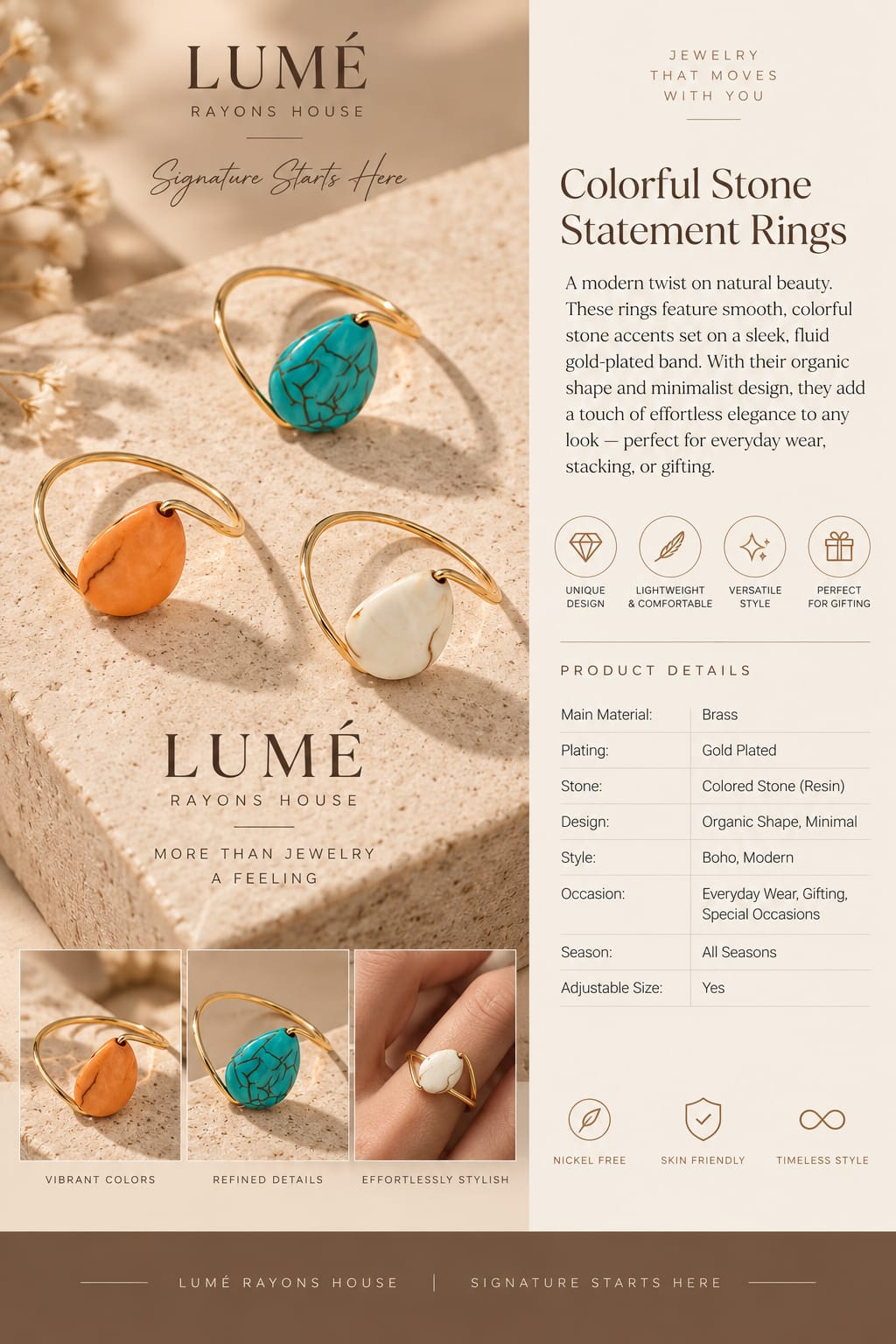 Colorful Stone Statement Rings