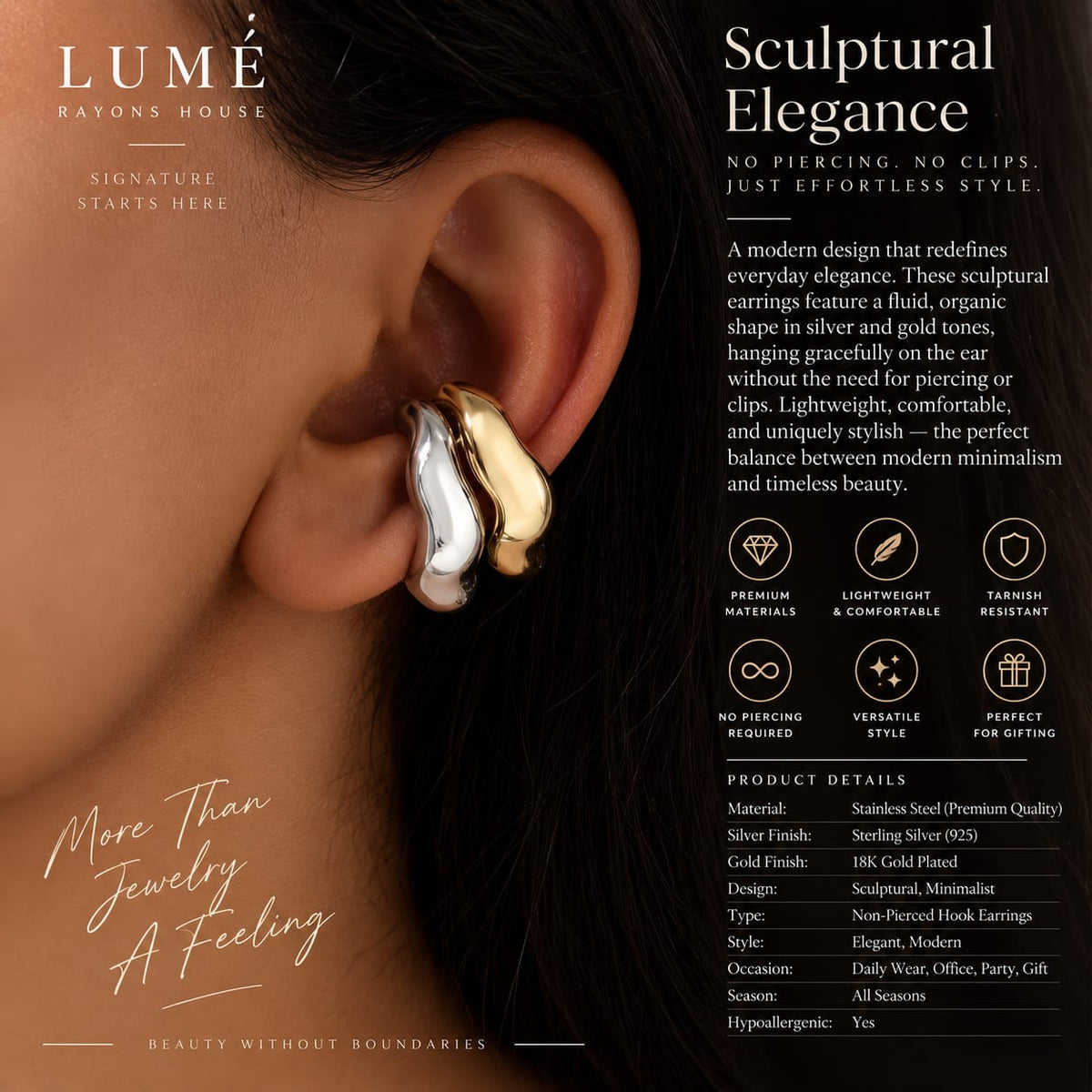 Sculptural Non-Pierced Earrings