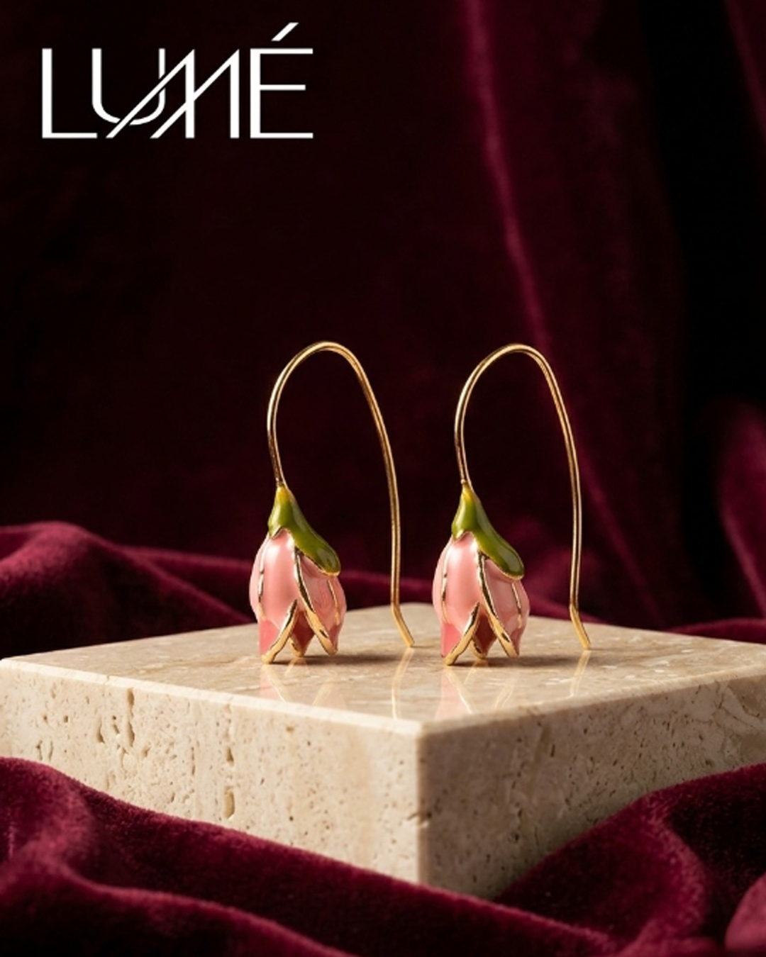 Pink Tulip Drop Earrings