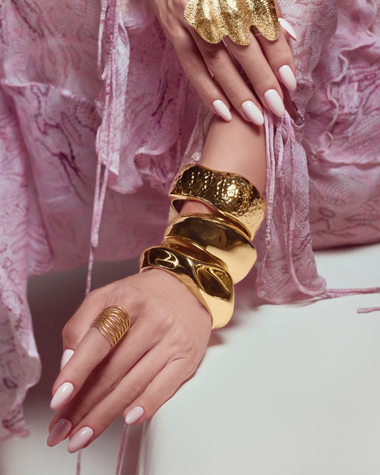 Gold Statement Bangle Set